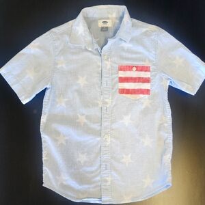Boys Stars and Stripes Button Up Shirt- Medium (8) Old Navy